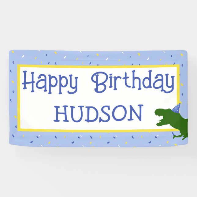 Personalised "Birthday-Saurus" Dinosaur Birthday Banner (Horizontal)