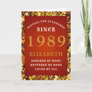Personalised Birthday Standards 1989 Red Gold  Card