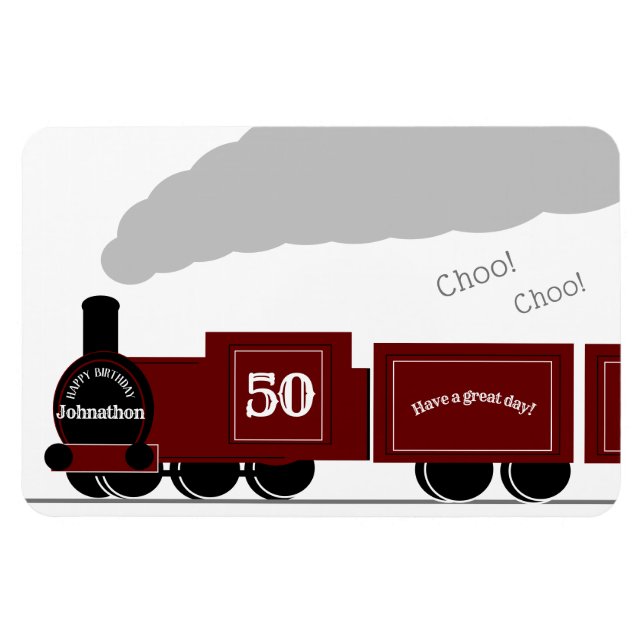 Personalised birthday steam train railway magnet (Horizontal)