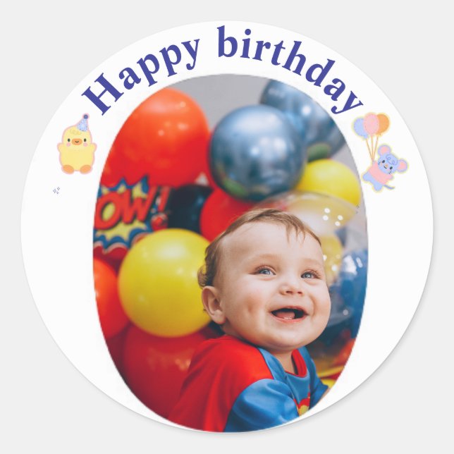 Personalised Birthday Sticker with Photo (Front)