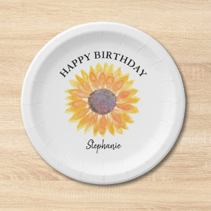Personalised Birthday Sunflower Paper Plate