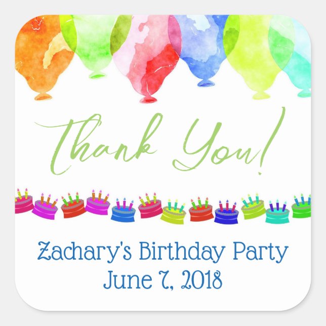 Personalised Birthday thank you stickers (Front)