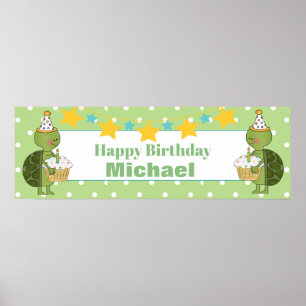 Personalised Birthday Turtle Banner Poster