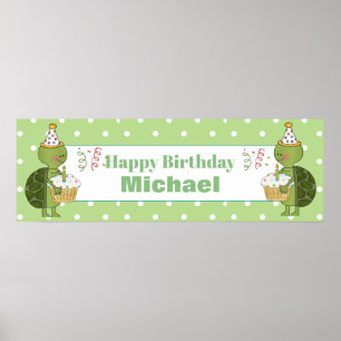 Personalised Birthday Turtle Banner Poster