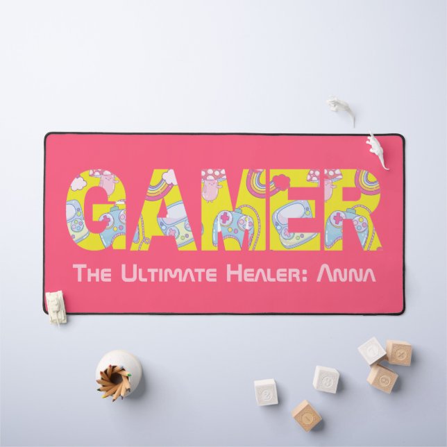 Personalised Birthday Valentines Gift for Gamers Desk Mat (Kids Table)