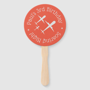 Personalised Birthday Wish Aeroplanes Orange Red Hand Fan