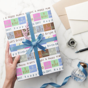 Personalised Birthday Wish Squares Wrapping Paper