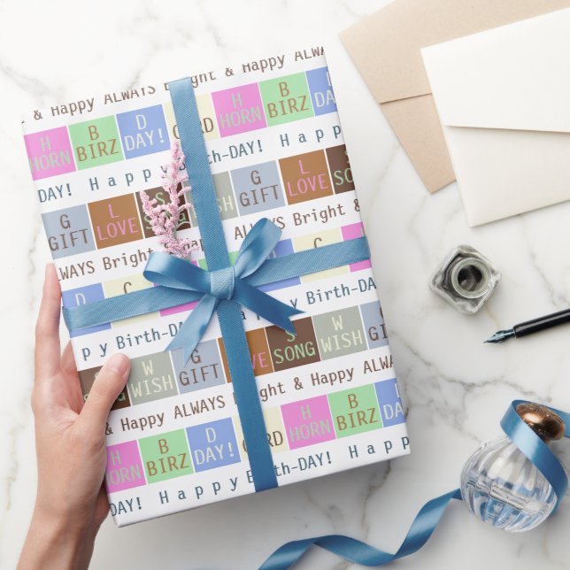 Personalised Birthday Wish Squares Wrapping Paper (Gifting)
