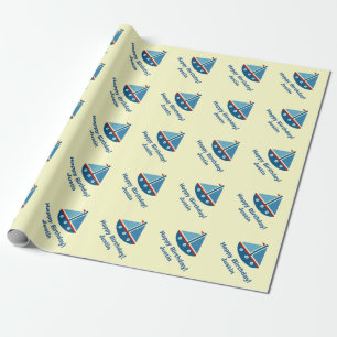 Personalised Birthday wrapping paper   sailboat