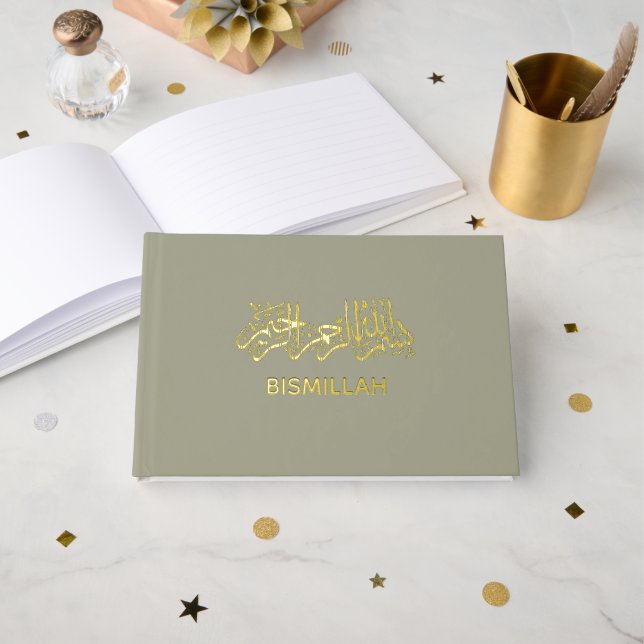 Personalised Bismillah Luxury Gold Foil Notebook Guest Book (Front Open)