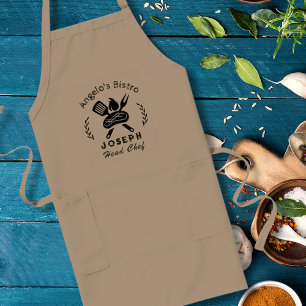 Personalised Bistro Chef with Utensil Graphic Long Apron