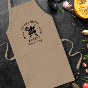 Personalised Bistro Chef with Utensil Graphic Long Apron