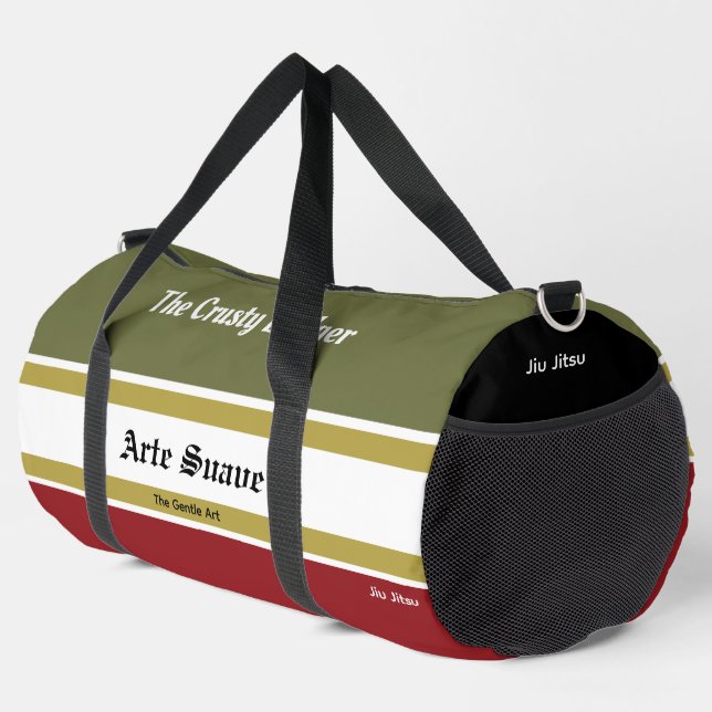 Personalised BJJ Arte Suave Jiu Jitsu Red Green Duffle Bag (Right Corner)