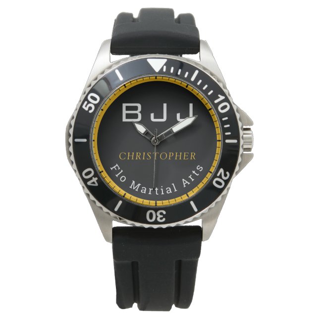 Personalised BJJ Jiu Jitsu Edit Name And Team Watch (Front)