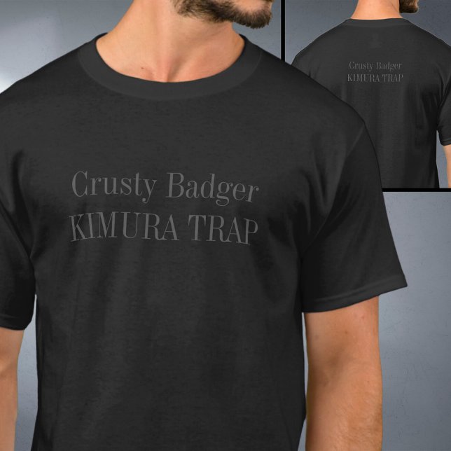 Personalised BJJ Jiu Jitsu Kimura Trap Black T-Shirt (Personalized Jiu Jitsu T-shirt with Kimura Trap design)
