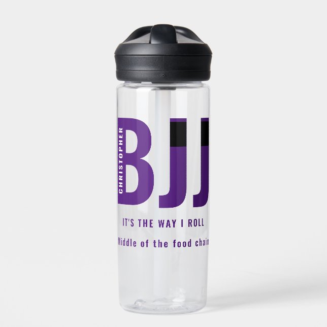 Personalised BJJ Way I Roll Jiu Jitsu Purple Belt Water Bottle (Front)
