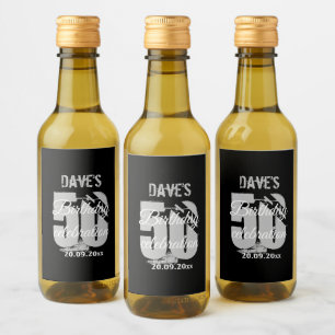 Personalised Black 50th Any Birthday Party Favour  Wine Label