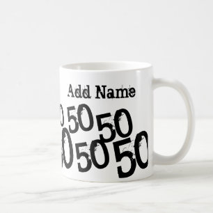 Personalised Black 50th Birthday Mug Custom Name