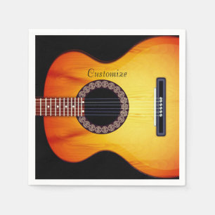 Personalised Black Acoustic Guitar 2 Napkin