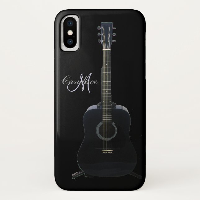 Personalised Black Acoustic Guitar Music Case (Back)