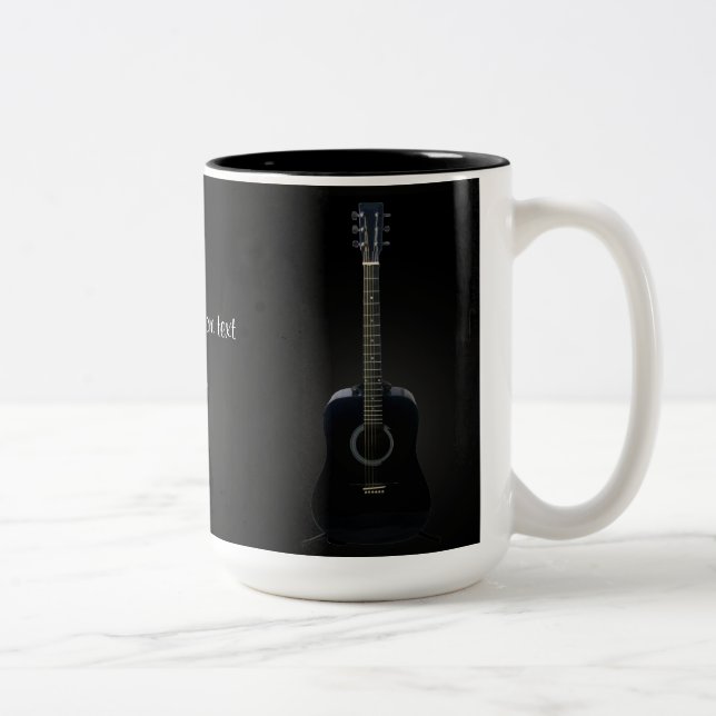 Personalised Black Acoustic Guitar Music Mug (Right)