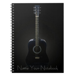 Personalised Black Acoustic Guitar Music Notebook