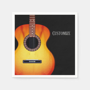 Personalised Black Acoustic Guitar Napkin