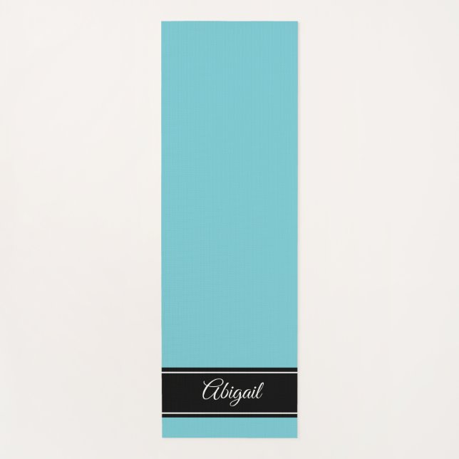 Personalised Black and Aqua Blue Zen Yoga Mat (Front)