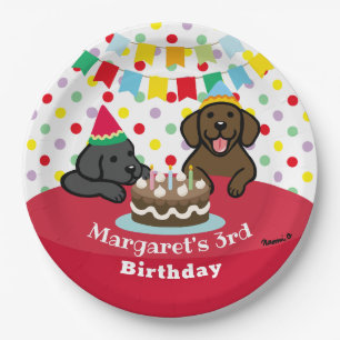 Personalised Black and Chocolate Labs Birthday Paper Plate