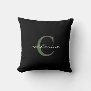 Personalised Black and Emerald Green Cushion