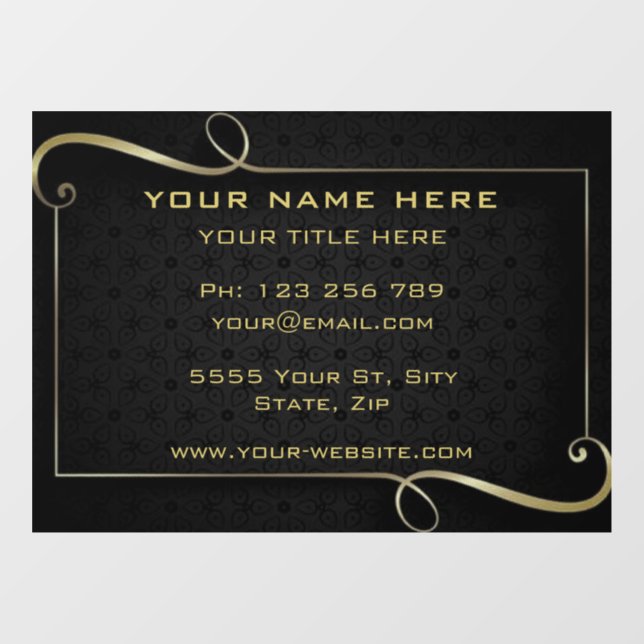 Personalised Black and Gold Business Window Cling (Sheet)