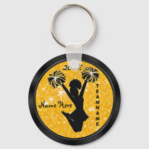 Personalised Black and Gold Cheer Keychains Cheap