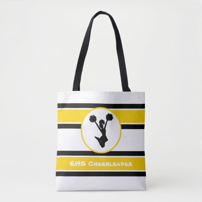Personalised Black And Gold Cheerleader Tote Bag (Front)