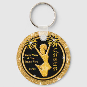 Personalised Black and Gold Cheerleading Keychains