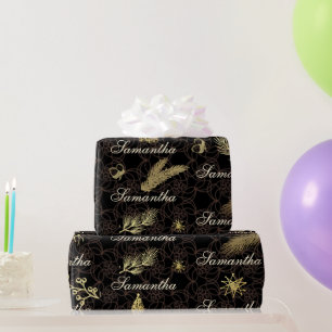 Personalised Black and Gold Christmas Gift Wrap