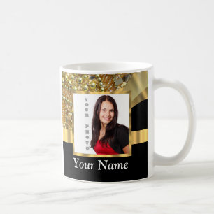 Personalised black and gold coffee mug