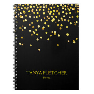 Personalised Black and Gold Confetti Notebook
