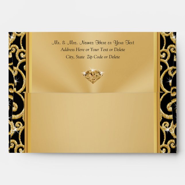 Personalised Black and Gold Envelopes Any Occasion (Back (Top Flap))