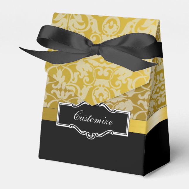 Personalised Black and Gold Favour Box (Front Side)