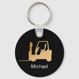 Personalised  black and Gold Forklift Keychain