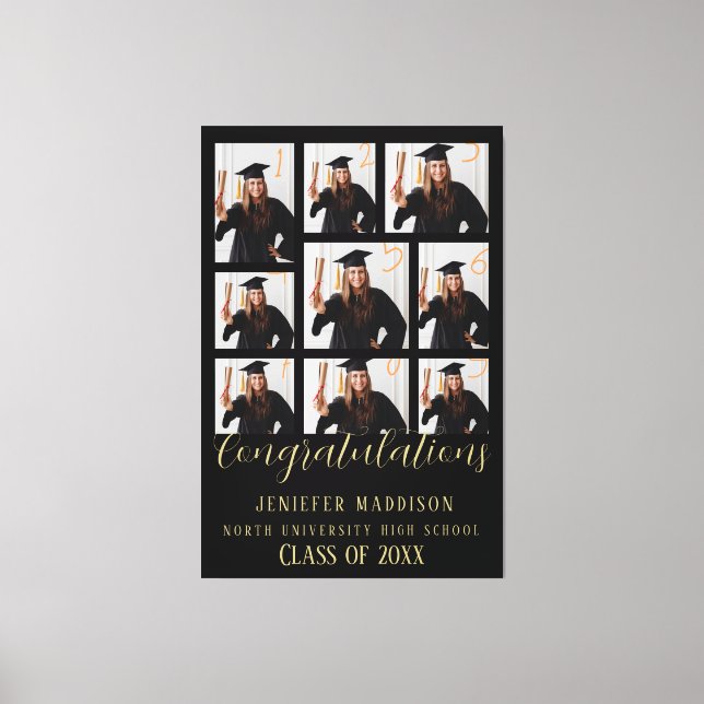 Personalised Black And Gold Graduation  Canvas Print (Front)