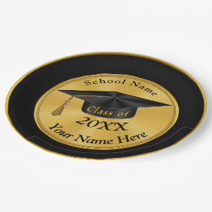 Personalised Black and Gold Graduation Plates