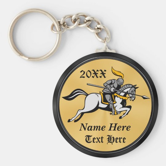 Personalised Black and Gold Knight Gifts Keychains