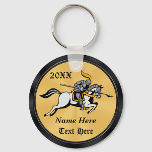 Personalised Black and Gold Knight Gifts Keychains