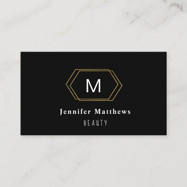 Personalised black and gold Modern makeup artist Business Card (Front)