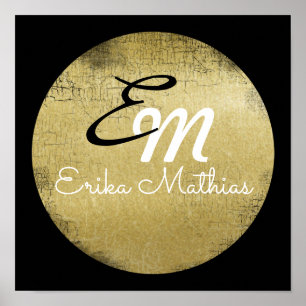 Personalised Black and Gold Monogram Poster