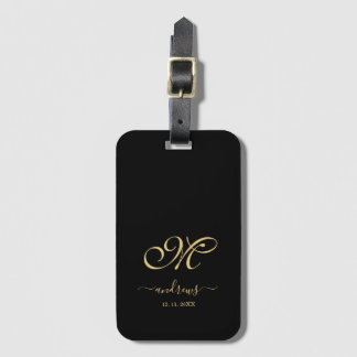  Personalised black and Gold Name Signature Luggage Tag