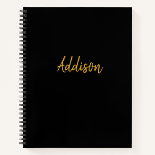 Personalised Black and Gold Notebook