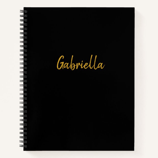 Personalised Black and Gold  Notebook (Front)