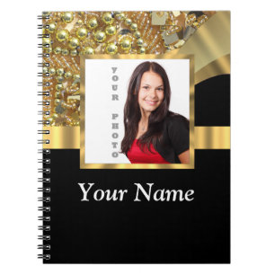 Personalised black and gold notebook